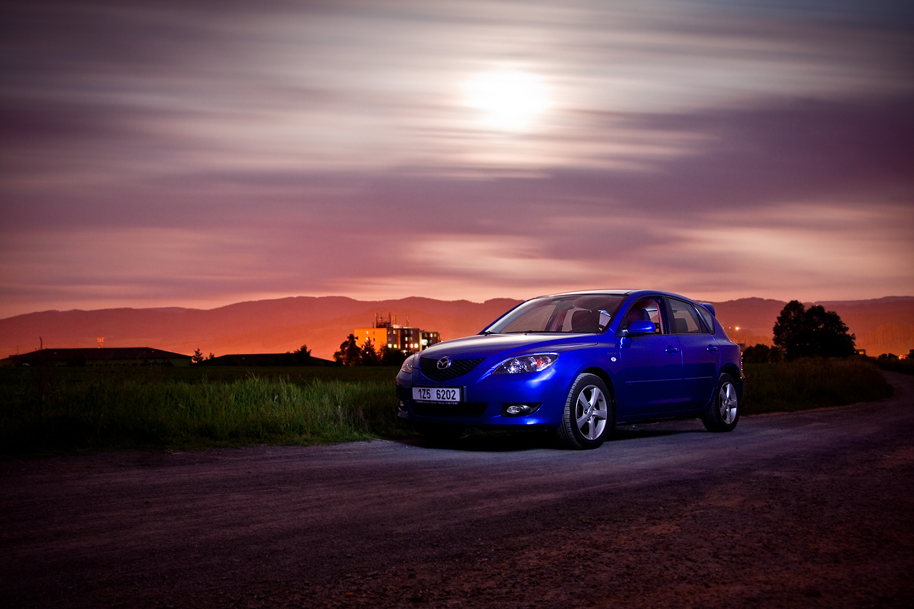 Mazda 3 night photoshoot